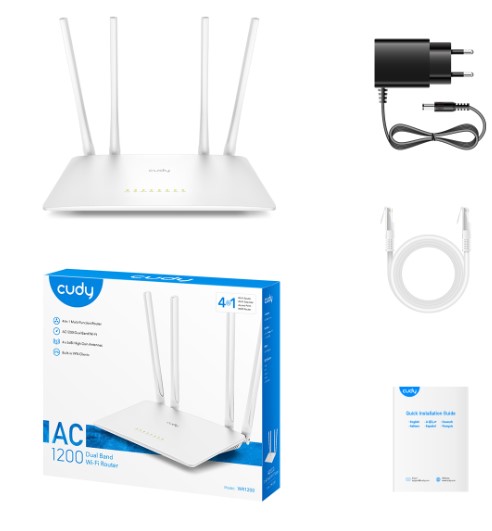 ROUTER CUDY WR1200 AC1200 2.4GHZ/5GHZ 1200MBPS AP/RE/WISP 5*FE PORT MU-MIMO KABLOSUZ Wİ-Fİ