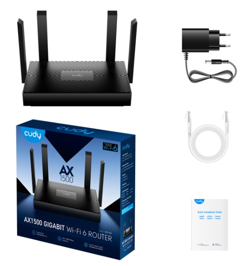 ROUTER CUDY WR1500 AX1500 2.4GHZ/5GHZ 1500MBPS AP DESTEKLİ 4*GİGABİT PORT MU-MIMO KABLOSUZ Wİ-Fİ 6