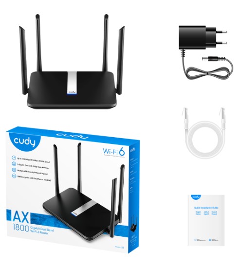 ROUTER CUDY X6 AX1800 2.4GHZ/5GHZ 1800MBPS AP/RE/WISP 5*GİGABİT PORT MU-MIMO KABLOSUZ Wİ-Fİ 6