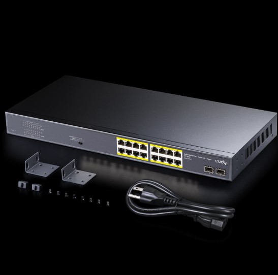 SWİTCH 16 PORT CUDY GS1020PS2 10/100/1000MBPS 2*SFP VLAN&EXTEND 200W 19