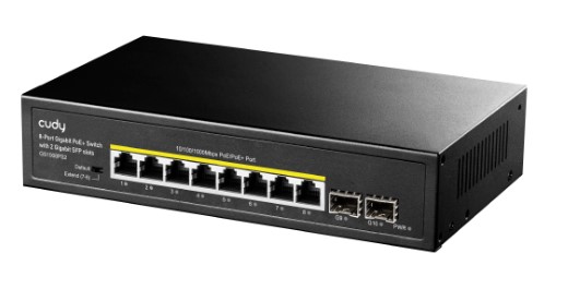SWİTCH 8 PORT CUDY GS1008PS2 10/100/1000MBPS 2*SFP VLAN&EXTEND MODE 250M 120W POE+ ETHERNET SWİTCH