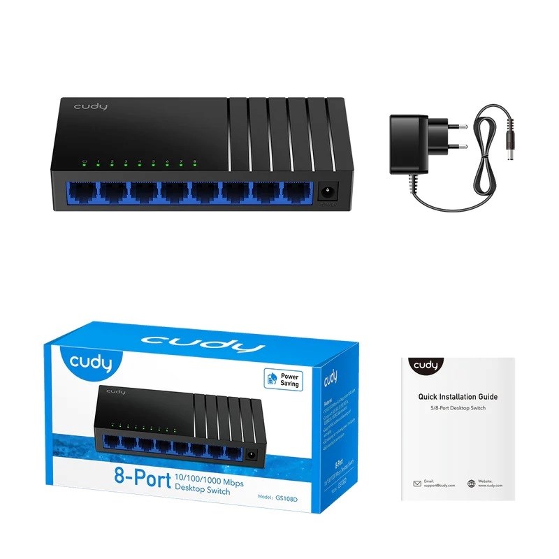 SWİTCH 8 PORT CUDY GS108D 8 PORT 10/100/1000MBPS GİGABİT ETHERNET DESKTOP SWİTCH