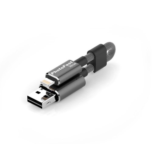USB BELLEK 64GB PHOTOFAST MEMORİESCABLE GEN3 LİGHTNİNG / USB 3.0 ŞARJ KABLOLU İ-FLASHDRİVE (SİYAH)